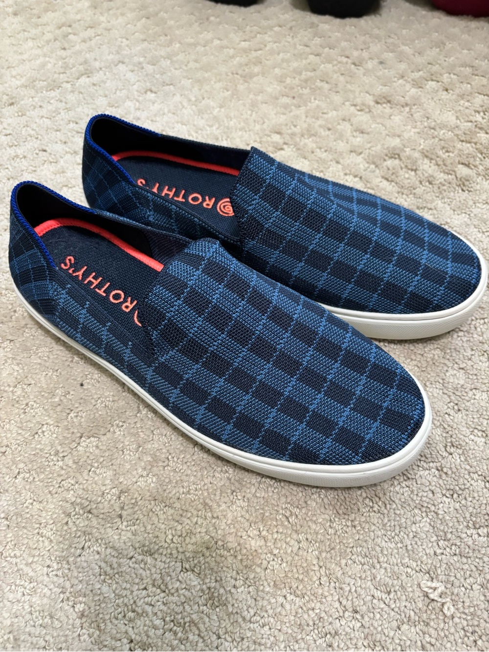 Rothy's Blue Check Slip-On Sneakers